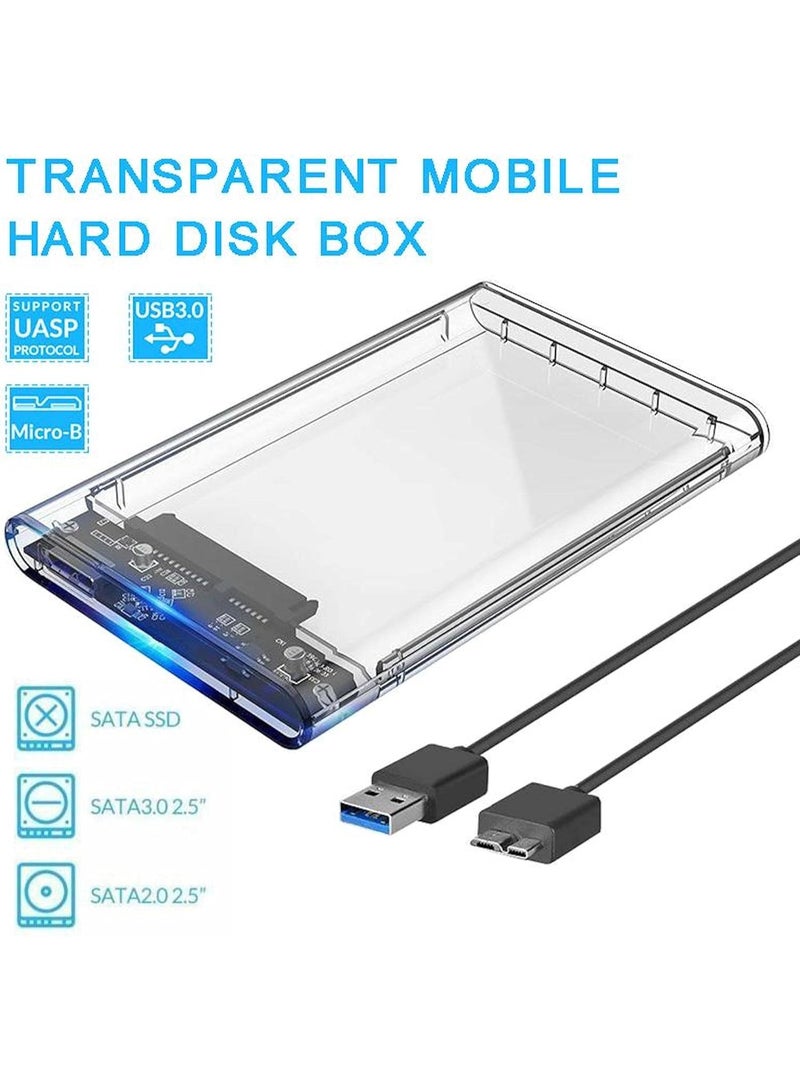 2.5 Inch HDD Enclosure, Hard Disk Drive External Case Caddy, USB 3.0 SATA for HDD and Solid State Drive SSD, Tool-Free Easy Installation – Clear - Image 2