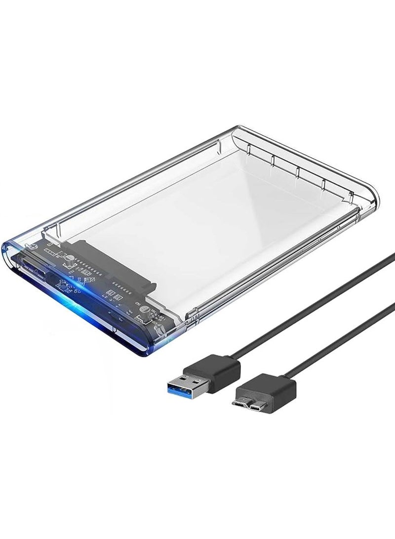 2.5 Inch HDD Enclosure, Hard Disk Drive External Case Caddy, USB 3.0 SATA for HDD and Solid State Drive SSD, Tool-Free Easy Installation – Clear - Image 1