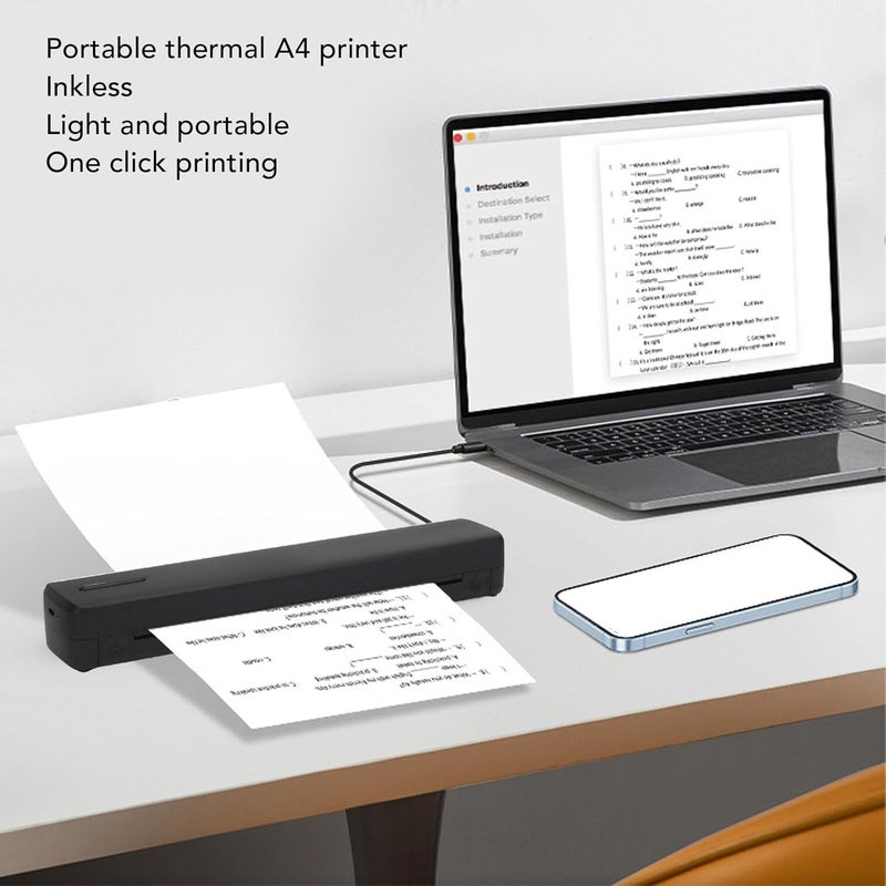 Marhynchus Inkless Portable Printer Wireless Thermal Printer 203DPI High Resolution for Travel with USB C 8.5x11in A4 A5 Paper Support iOS Laptop Home Office - Image 2