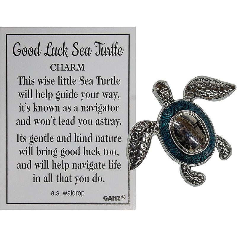 GANZ Good Luck Sea Turtle Pocket Charm with Story Card (Aqua) - Image 2