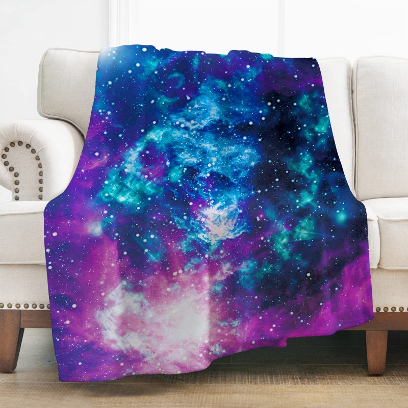 Levens Galaxy Space Throw Blanket Gifts for Women Girls Boys  Science Fiction Print Decor for Bedroom Living Room Birthday Christmas  Soft Cozy Home Lightweight Throw Blankets Blue 50""x60"" - Image 1