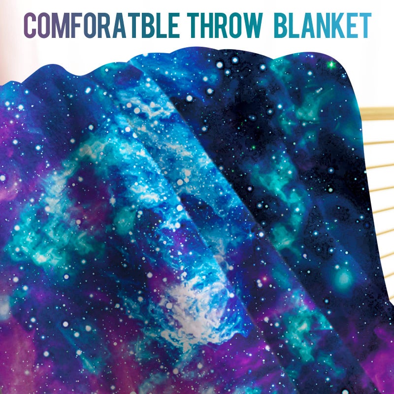 Levens Galaxy Space Throw Blanket Gifts for Women Girls Boys  Science Fiction Print Decor for Bedroom Living Room Birthday Christmas  Soft Cozy Home Lightweight Throw Blankets Blue 50""x60"" - Image 3