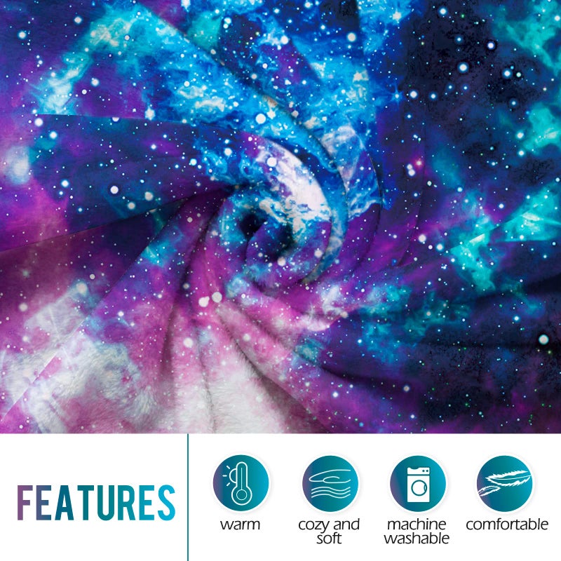 Levens Galaxy Space Throw Blanket Gifts for Women Girls Boys  Science Fiction Print Decor for Bedroom Living Room Birthday Christmas  Soft Cozy Home Lightweight Throw Blankets Blue 50""x60"" - Image 4