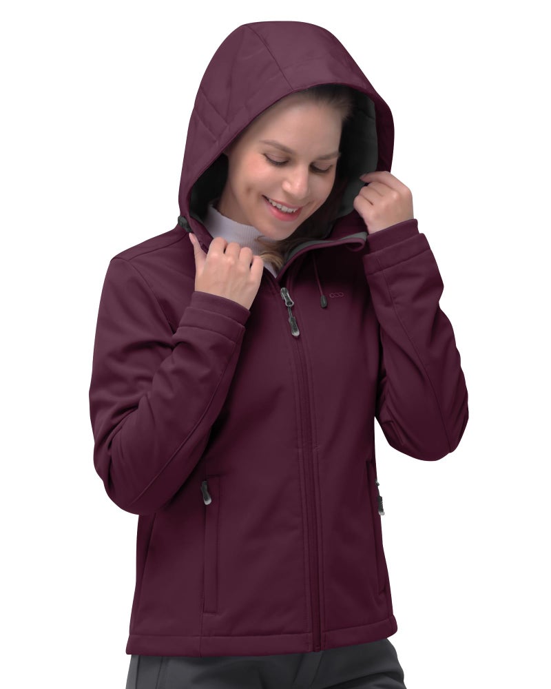 33,000ft Women's Softshell Jacket, Fleece Lined Warm Jacket Light Hooded Windproof Coat for Outdoor Hiking - Image 2