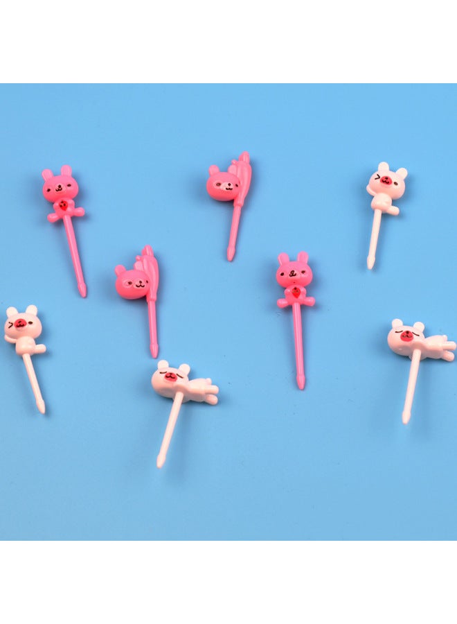 Daily Use Dining Kitchen Utensils/fruit Fork/fruit Fork Stainless Steel Durable Easy To Clean Ideal For Home Restaurant-Specifications:8pc Powder Rabbit Bear Opp Bag  - Image 1