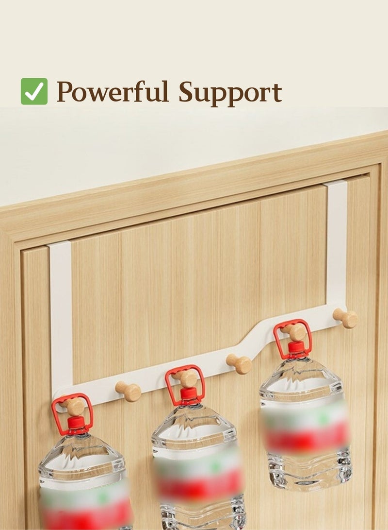 عُلَّاقة بَيْضَاء خَشَبِيَّة تُثَبَّتُ عَلَى البَاب، بِخَمْسَة كَلَّابَات مُتَينَة، تَوفِّر المَسَاحَة، لَا حَاجَة لِلْحَفْر، مِثَالِيَّة لِتَعْلِيق المَعَاطِف، المَنَاشِف، الحَقَائِب، الأَرْدِيَة - مُنَاسِبَة لِلغُرْفَة، الحَمَّام، المَطْبَخ، مَصنُوعَة مِنَ الصُلْب غَيْر القَابِل لِالصَّدَأ وَبِتَصْمِيم يُوَفِّر المَسَاحَة. - Image 2