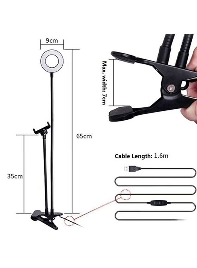 TIGER Universal Selfie Ring Light with Flexible Mobile Phone Holder – Black, 65x9cm, Adjustable Stand, Perfect for Video Calls, Makeup, Streaming, and Photography, USB Powered, Ideal for Smartphones - Image 4