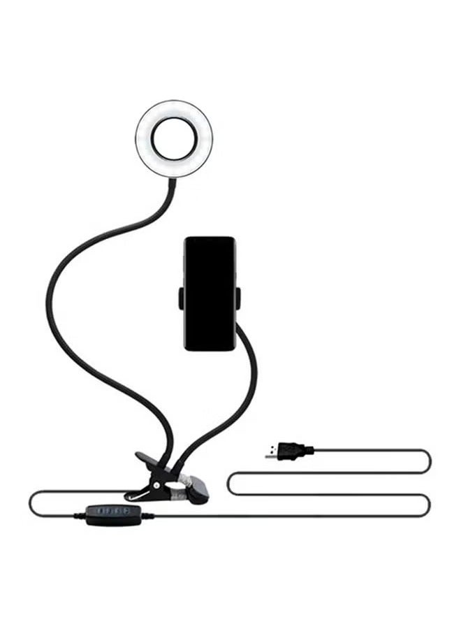 TIGER Universal Selfie Ring Light with Flexible Mobile Phone Holder – Black, 65x9cm, Adjustable Stand, Perfect for Video Calls, Makeup, Streaming, and Photography, USB Powered, Ideal for Smartphones - Image 1