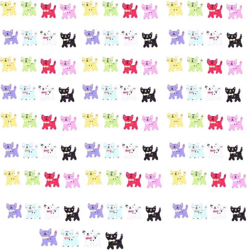 Wooden Buttons,100Pcs Lovely Cat Shape Sewing Buttons 2 Holes Wooden Craft Buttons DIY Craft Supplies for Decorative Fabrics Sewing Clothing - Image 1