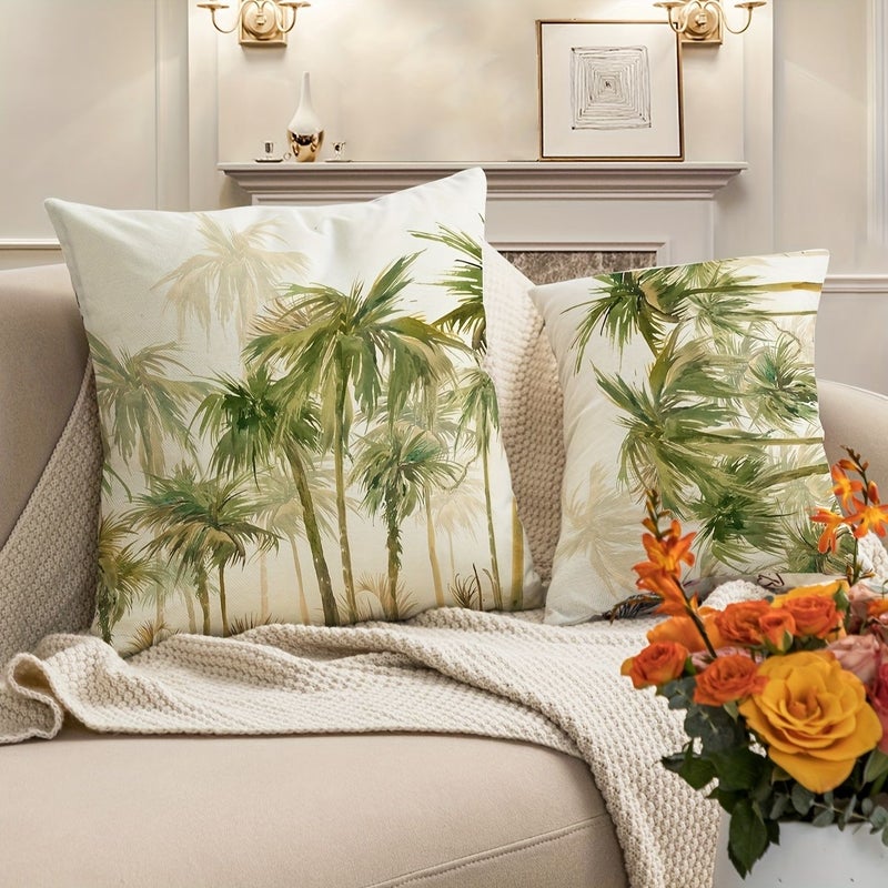 Nordic Luxury Decorative Pillow Cover 17x17inch Green Coconut Tree Design for Hotels BB - Image 2