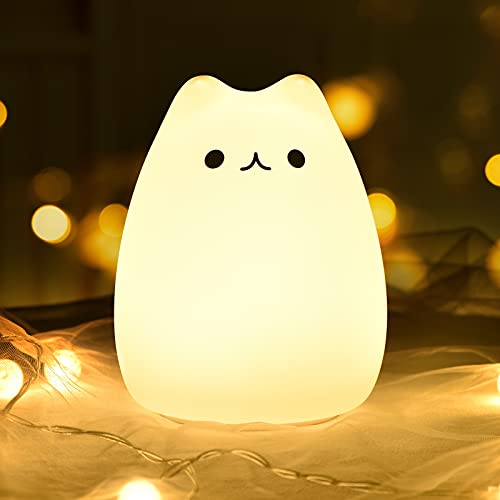 GoLine Cat Lamp, Cute Kitty Night Light, Gifts for Women Teen Girls Baby, Night Lights for Kids Bedroom, Cute Christmas Kitty Silicone Nightlights for Children Toddler. - Image 1