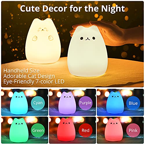 GoLine Cat Lamp, Cute Kitty Night Light, Gifts for Women Teen Girls Baby, Night Lights for Kids Bedroom, Cute Christmas Kitty Silicone Nightlights for Children Toddler. - Image 2