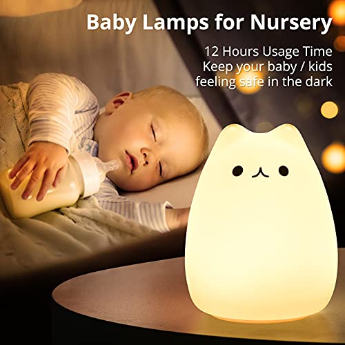 GoLine Cat Lamp, Cute Kitty Night Light, Gifts for Women Teen Girls Baby, Night Lights for Kids Bedroom, Cute Christmas Kitty Silicone Nightlights for Children Toddler. - Image 5