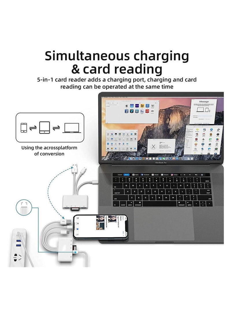 سيوسي - قارئ بطاقة SD ، قارئ بطاقة ذاكرة الكاميرا 5 في 1 USB C SD ، Plug N Play لأجهزة iPhone ، iPad ، Android ، Mac ، الكمبيوتر ، الكاميرا ، MacBook ، يدعم SD ، Micro SD ، SDHC ، SDXC ، MMC و USB OTG - Image 1