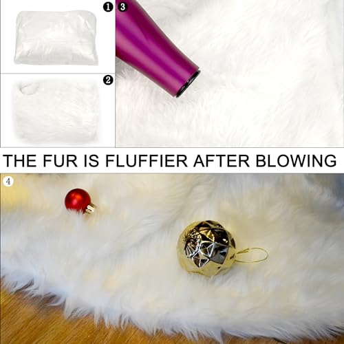 Nackiy 36Inch White Christmas Tree Skirt- Faux Fur Plush Skirt Christmas Tree Decoration Holiday Party Indoor Outdoor Christmas Decorations for Merry Christmas - Image 4