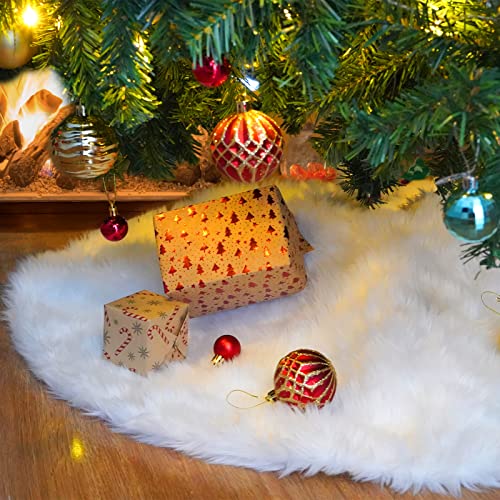 Nackiy 36Inch White Christmas Tree Skirt- Faux Fur Plush Skirt Christmas Tree Decoration Holiday Party Indoor Outdoor Christmas Decorations for Merry Christmas - Image 2