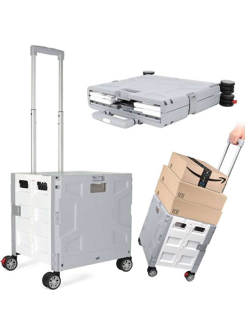 XICEN Folding Utility Cart with lid, Heavy Duty Rolling Cart with 360° Rotating Wheel, Portable Collapsible Shopping Handcart, Suit for Kitchen Camping Shopping Travel Moving Office - Image 1