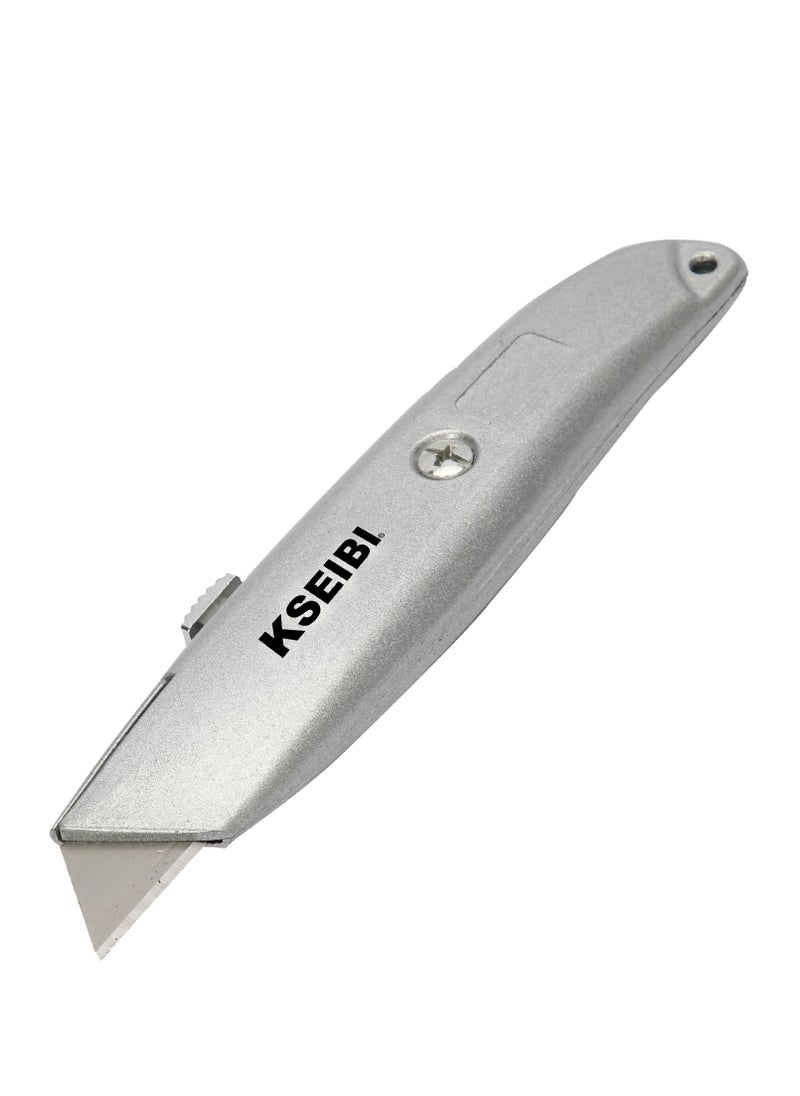 KSEIBI - Aluminum Retractable Utility Knife, Sk5 Blade Material, Aluminum Construction, Heavy Duty Utility Knife for Cutting Cardboard, Boxes and Cartons, DIY, Factory, Home and Office. - Image 1