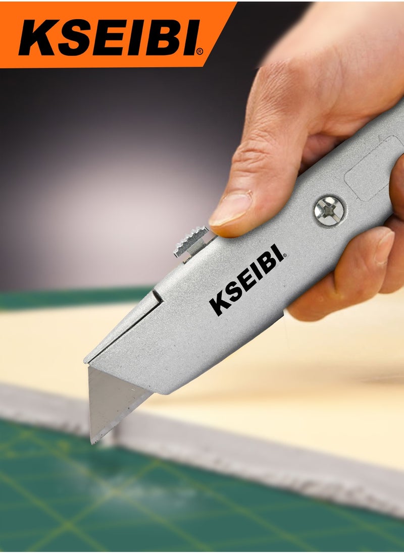 KSEIBI - Aluminum Retractable Utility Knife, Sk5 Blade Material, Aluminum Construction, Heavy Duty Utility Knife for Cutting Cardboard, Boxes and Cartons, DIY, Factory, Home and Office. - Image 1