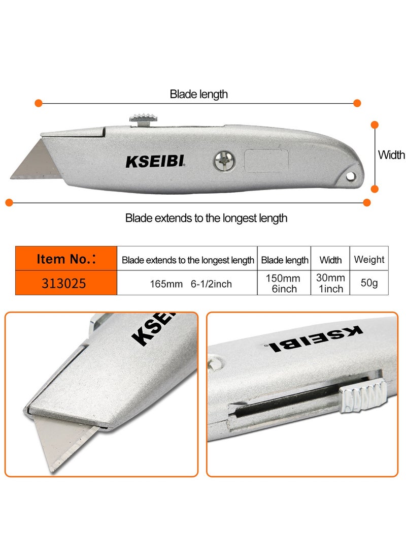 KSEIBI - Aluminum Retractable Utility Knife, Sk5 Blade Material, Aluminum Construction, Heavy Duty Utility Knife for Cutting Cardboard, Boxes and Cartons, DIY, Factory, Home and Office. - Image 1
