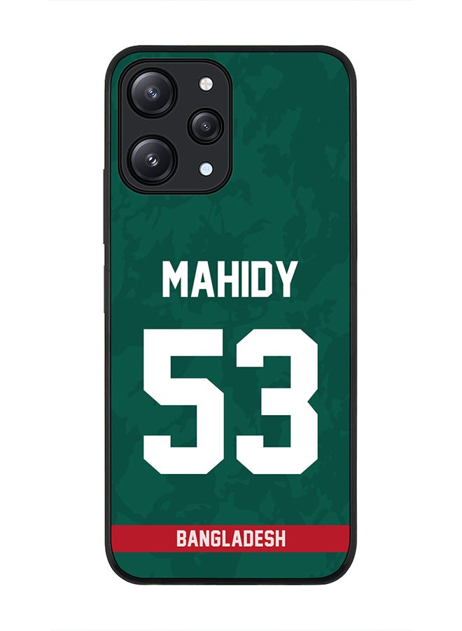 Cover for Xiaomi Redmi 12 4G Case, Rugged Black Slim fit Flexible Thin Protective Phone Cases - Player Name - Mehidy Hasan Miraz, Jersey Number- 53