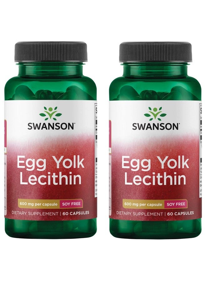 Swanson Egg Yolk Lecithin - Cardiovascular & Cognitive Health Support - Soy-Free Supplement May Support Brain Health - (60 Capsules) (2 Pack)