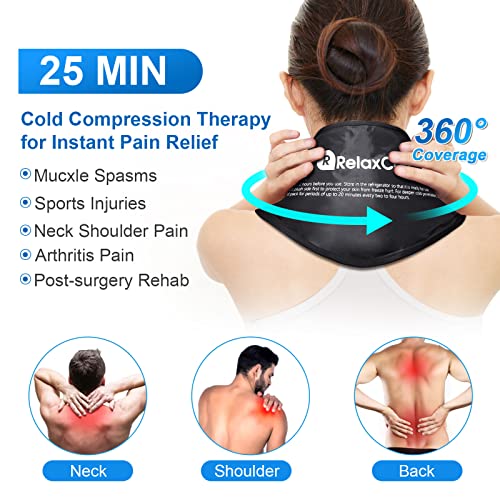 RelaxCoo لفافة ثلج للرقبة RelaxCoo حزمة جليدية قابلة لإعادة الاستخدام للرقبة والكتفين علاج ضغط بارد لتخفيف الألم والإصابات والتورم والكدمات والالتواءات والالتهابات والتعافي من جراحة العنق - Image 5