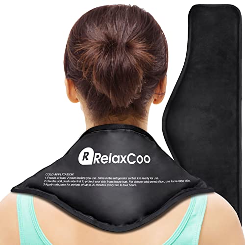 RelaxCoo لفافة ثلج للرقبة RelaxCoo حزمة جليدية قابلة لإعادة الاستخدام للرقبة والكتفين علاج ضغط بارد لتخفيف الألم والإصابات والتورم والكدمات والالتواءات والالتهابات والتعافي من جراحة العنق - Image 2