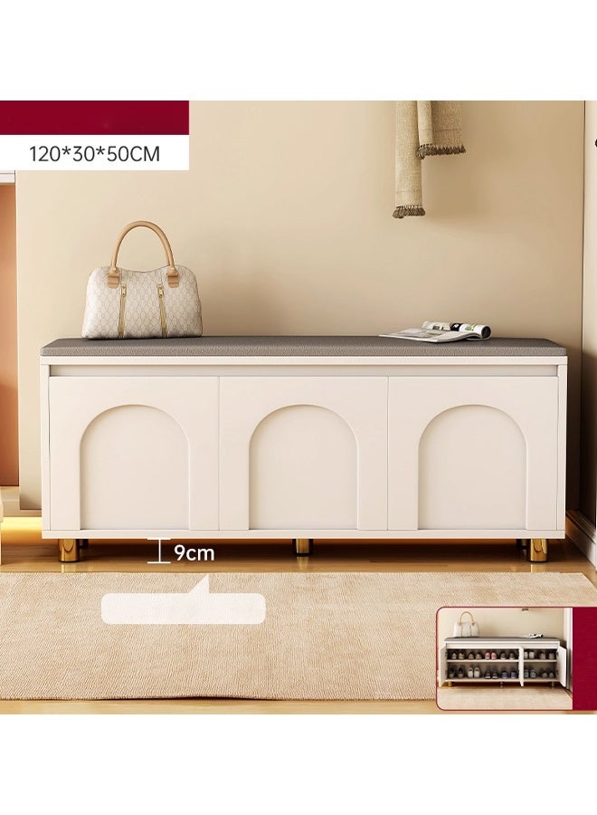 إن كي أكس خزانة أحذية عصرية مع مقعد مبطن – منظم تخزين أبيض للمدخل أو غرفة النوم بثلاثة أبواب - Image 5