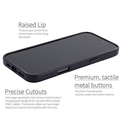 Dockem Genuine Leather Case for iPhone 16 Plus, Compatible with MagSafe (MSGL, Black) - Image 3