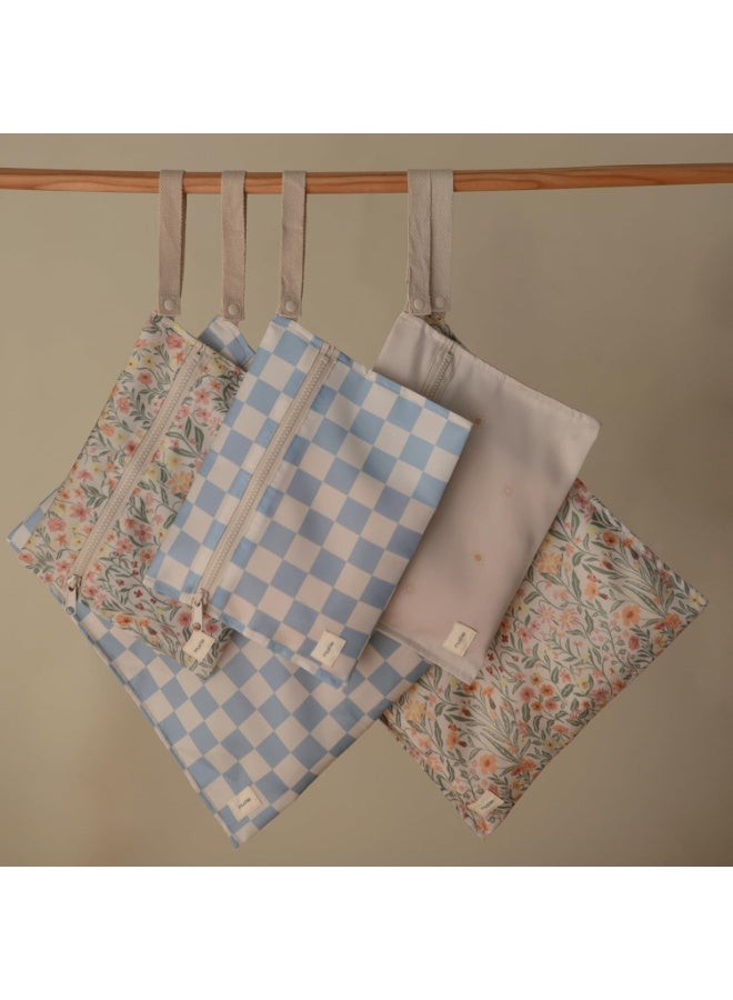 mushie Water Resistant Wet Bags | Large & Small Reusable Storage Bag for Baby Items and Travel | Zippered Pockets with Handle | Machine Washable, Set of 2 (Sun) - Image 4