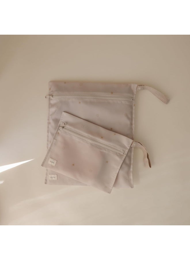 mushie Water Resistant Wet Bags | Large & Small Reusable Storage Bag for Baby Items and Travel | Zippered Pockets with Handle | Machine Washable, Set of 2 (Sun) - Image 3