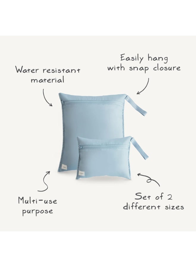 mushie Water Resistant Wet Bags | Large & Small Reusable Storage Bag for Baby Items and Travel | Zippered Pockets with Handle | Machine Washable, Set of 2 (Sun) - Image 2