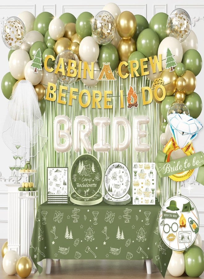 cocomigo 244 PCS Camp Bachelorette Decorations, Hassle-Free One-Stop Set for 25 Guests, With Balloon, Banner, Photo Props, Tattoos, Plates and Napkins, Easy Setup for Camp Bachelorette Party - Image 1