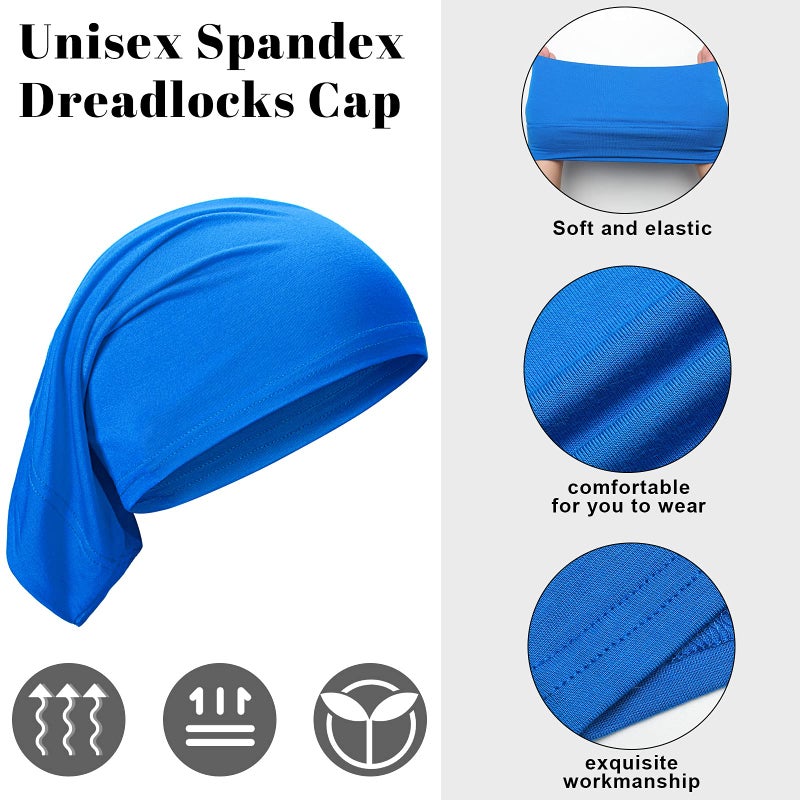 Satinior 6 Pieces Unisex Spandex Dread Caps - Long Head Tube Headbands, Dreadlock Hair Wraps in 6 Vivid Colors - Image 2