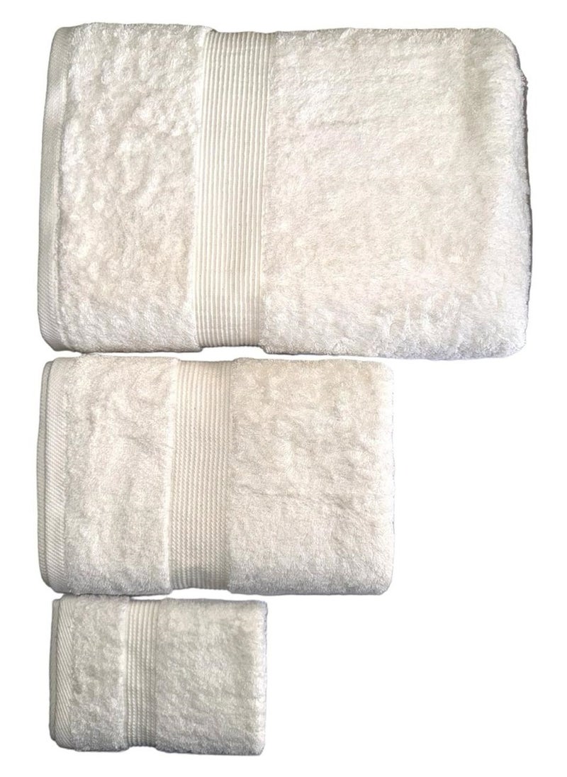 Jacquarddina Set of Bath Towels Off White (3 Luxuary Towels: 30X30cm & 50X100cm & 70X140cm) 100% Egyptian Cotton - pzsku/Z479AD7BE2093B237ABA5Z/45/_/1719151989/2114ac32-6126-4155-8966-38d720aa0c4b