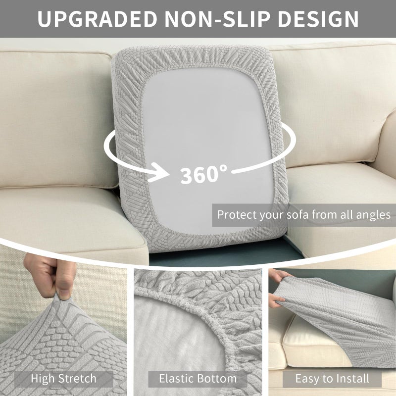 Easy-Going Waterproof Couch Cushion Covers for Couches and Sofas, Stretch Jacquard Sofa Seat Cover Replacement for Dogs, Pets & Kids, Durable Furniture Protector for Sofa Cushions, Light Gray - Image 4