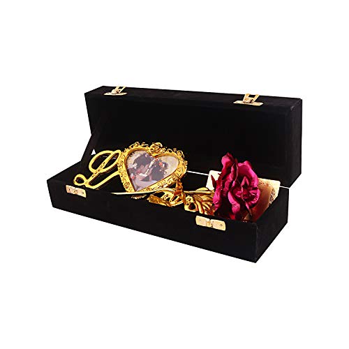 Lavanaya silver - Certified Gold Finish Rose Flower with Love Photo Frame Stand (Pink) - Image 3