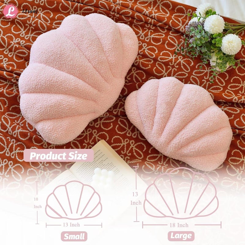 Lfsaaj Pink Seashell Throw Pillows, Shell Shaped Throw Pillows, 13 Inch Soft Home Decorative Pillow Plush Cushion for Bed Couch Living Sofa Room Decor Accent Throw Pillow - Image 3