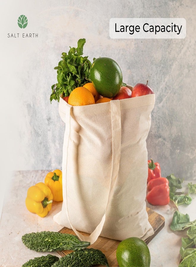 Salt Earth Pack of 5 | 6 | 12 | 24 | 48 - 100% Cotton Reusable Tote Bags - Bulk Grocery, Shopping, DIY, Beach & Gift Use (Natural) - Image 5