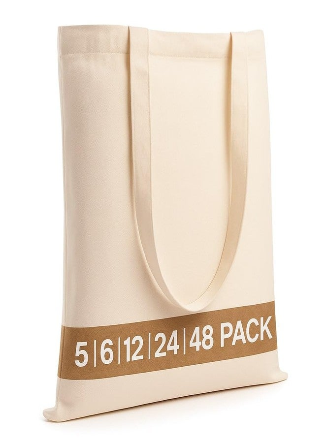 Salt Earth Pack of 5 | 6 | 12 | 24 | 48 - 100% Cotton Reusable Tote Bags - Bulk Grocery, Shopping, DIY, Beach & Gift Use (Natural) - Image 1