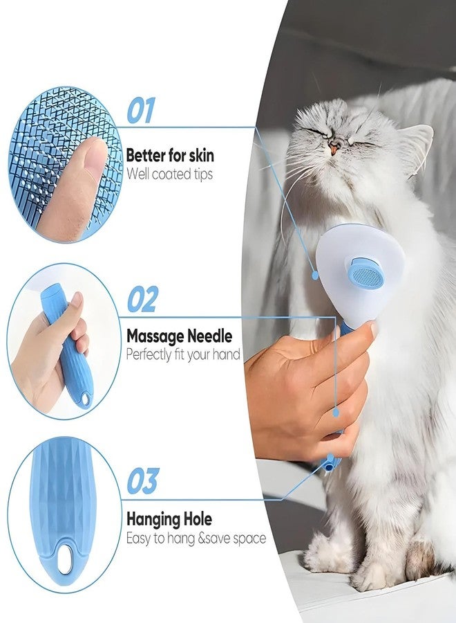 VAYINATO® Self-Cleaning Smooth Brush, Dog Cat Rabbit Pet Grooming Shedding Brush-Easy To Remove Loose Primer | One-Click Slicker Brush, Durable Hair Remover Comb by Petzlifeworld (Blue) - Image 5