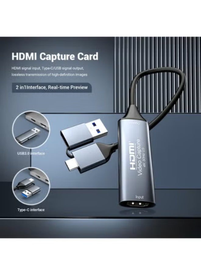 4K HDMI to USB-C Video Capture Card – 1080P HD Recording Adapter with Type-C Converter for Game Streaming, Video Capture, and Live Broadcast - Image 3