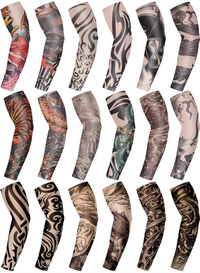 Geyoga 18 Pcs Tattoo Sleeves for Men Arm Sleeves Temporary Tattoo Sleeves Set Arts Fake Tattoo for Women to Cover Arms (Stylish Pattern,Medium) - Image 1