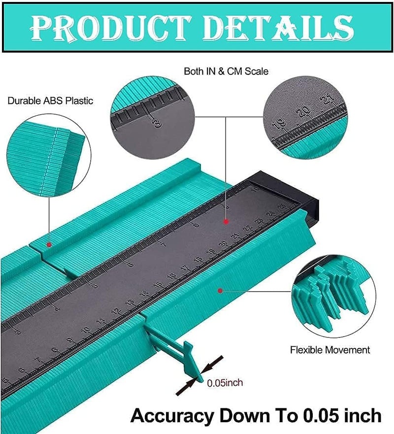 YARAENTERPRISE Master Outline Gauge Contour Gauge, Contour Gauge Duplicator, Profile Tool, Super Measuring Plastic Ruler for Corners, Woodworking Templates, Tiles and Laminate - Image 4