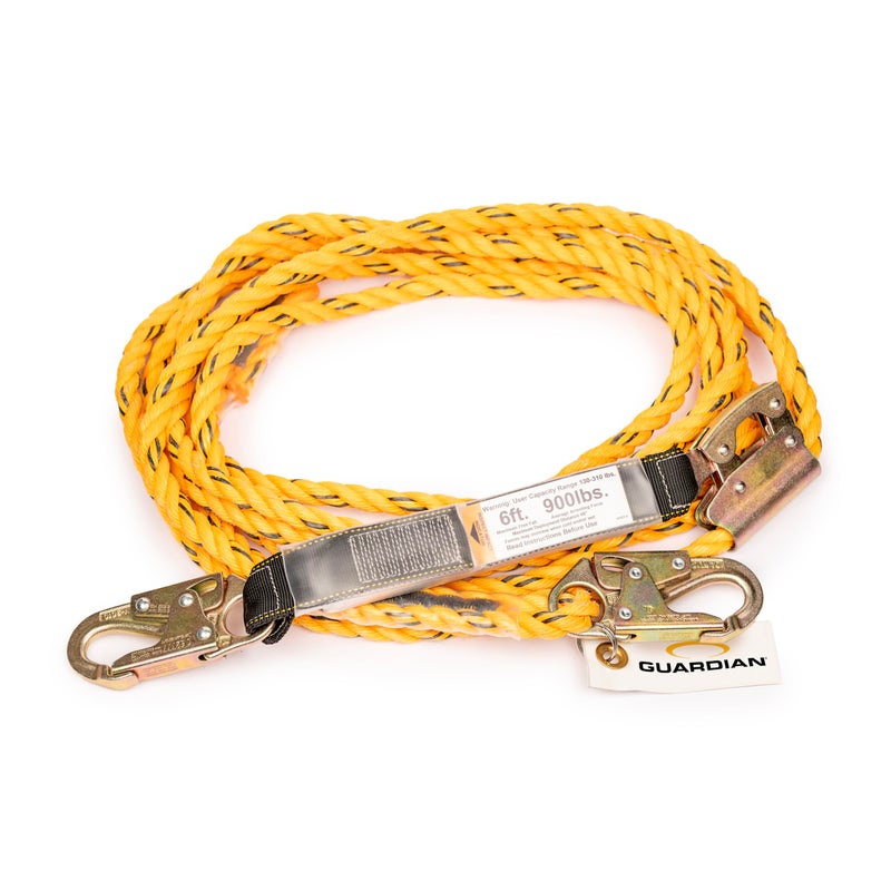 Guardian 01320 50 ft Vertical Lifeline Assembly VLA with Adjustable Rope Grab and Shock Absorber OSHA Compliant