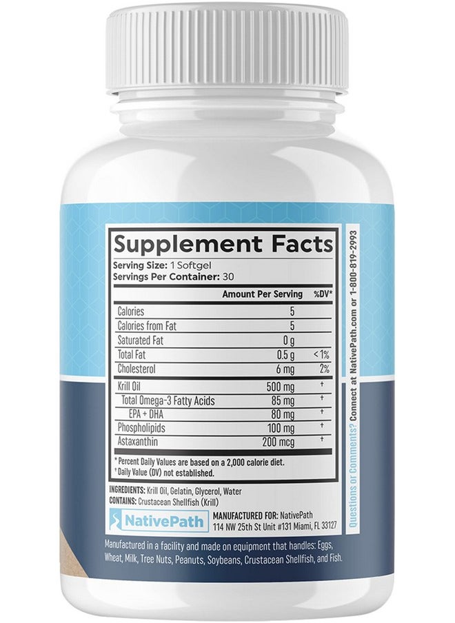 NativePath Antarctic Krill Oil Wildcaught Krill Omega3 Fatty Acids With Epa And Dha 30Day Supply Supports Your Joint Heart Brain And Immunity Pure Formula No Fishy Taste  - Image 3