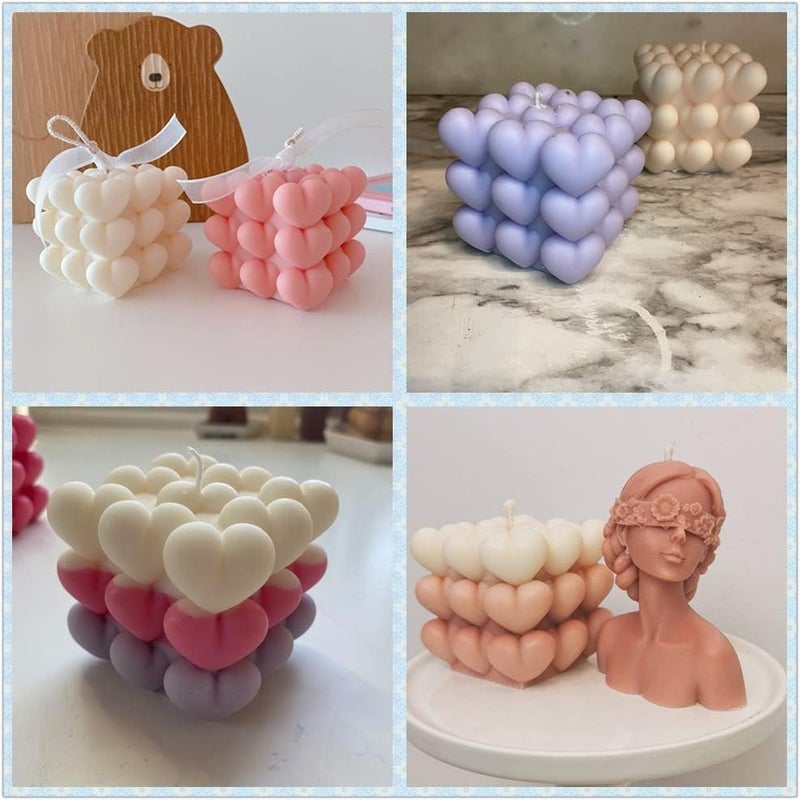 Skytail Silicone Heart Bubble Candle Mold Valentines Day Mold Making Scented Candles Wax Melts Aromatherapy Handmade Valentines Day Couple Gifts Love Candle Molds Home Decor DIY Resin Craft Mold - Image 3