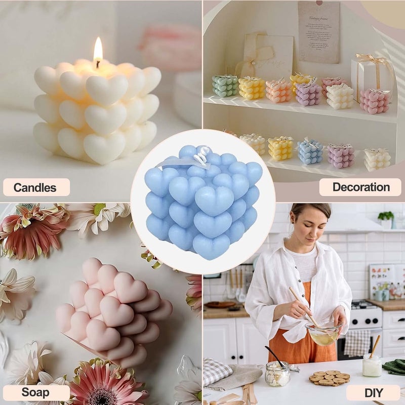 Skytail Silicone Heart Bubble Candle Mold Valentines Day Mold Making Scented Candles Wax Melts Aromatherapy Handmade Valentines Day Couple Gifts Love Candle Molds Home Decor DIY Resin Craft Mold - Image 4