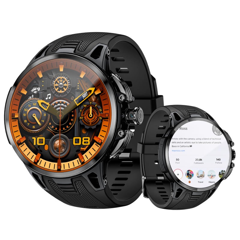 LOKMAT 4G Android Smart Watch 175 AMOLED Screen 3GB32GB Sports Fitness Activity Tracker Smartwatch for Men Women with SIM Card Slot Rotating Camera GPS NFC WiFi Black - Image 2